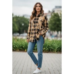 JADED GYPSY Crisp Morning Air Flannel Shirt Womens L/XL Boho Laganlook